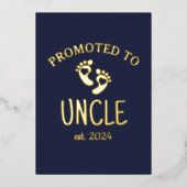 Gepromoveerd tot oom / chique hart marine blauw go folie uitnodiging (Voorkant)