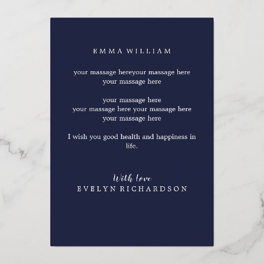 Gepromoveerd tot oom / chique hart marine blauw go folie uitnodiging (Achterkant)