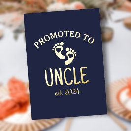 Gepromoveerd tot oom / chique hart marine blauw go folie uitnodiging