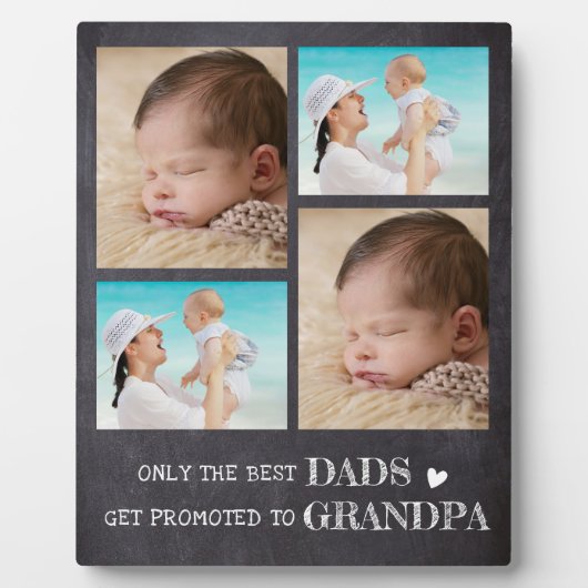Gepromoveerd tot Opa 4 foto Rustiek schoolbord Fotoplaat (Voorkant)