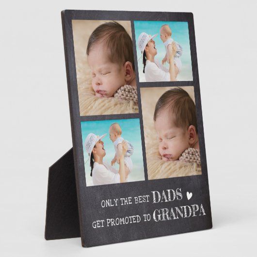 Gepromoveerd tot Opa 4 foto Rustiek schoolbord Fotoplaat (Zijkant)