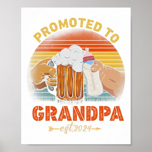 Gepromoveerd tot opa EST 2024 Vaderdag Vintage Poster (Voorkant)