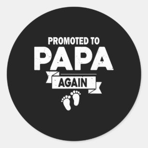 Gepromoveerd tot papa opnieuw zwangerschap aankond ronde sticker