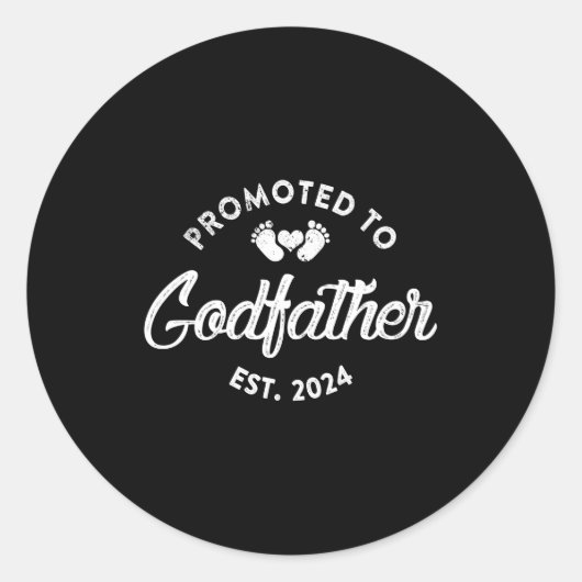 Gepromoveerd tot peetvader est 2024 Grappige nieuw Ronde Sticker (Voorkant)