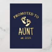 Gepromoveerd tot tante / chique hart marine blauw  folie uitnodiging (Voorkant)