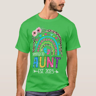 Gepromoveerd tot tante est 2023 luipaard regenboog t-shirt