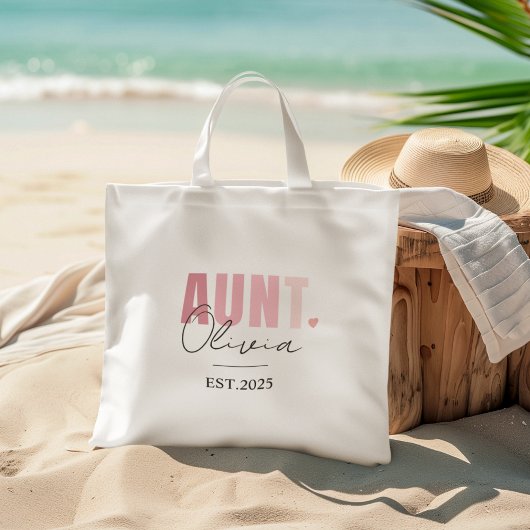 Gepromoveerd tot Tante Est 2025 | Gepersonaliseerd Tote Bag