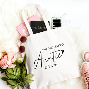 Gepromoveerd tot tante EST 2025 Nieuwe tante cad Tote Bag
