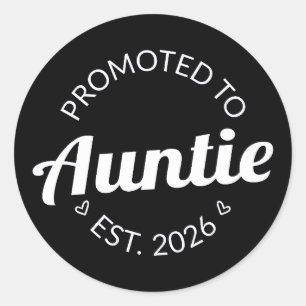 Gepromoveerd tot tante Est. 2026 I Ronde Sticker