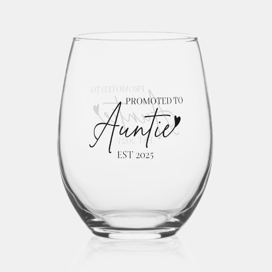 Gepromoveerd tot Tante EST Gift Wijnglas Zonder Voet (Voorkant)