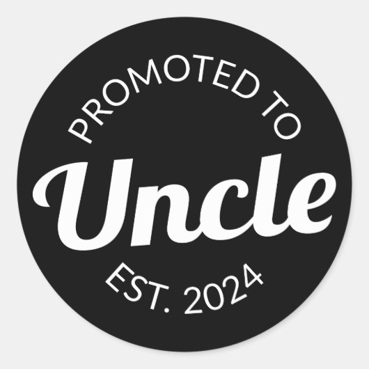 Gepromoveerd tot Uncle Est. 2024 I Ronde Sticker (Voorkant)
