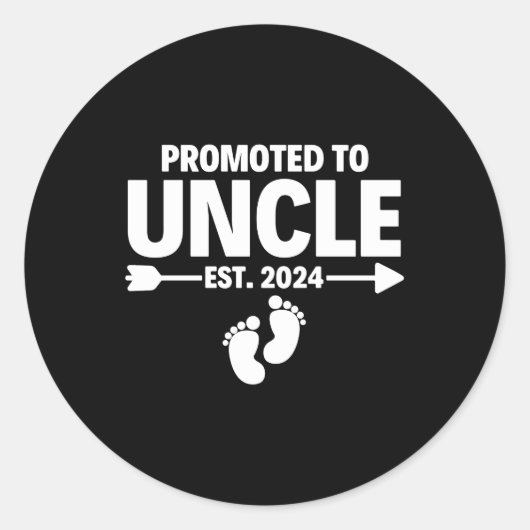 Gepromoveerd tot Uncle Est 2024 Vaderdag Ronde Sticker (Voorkant)