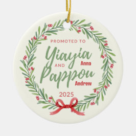 Gepromoveerd tot Yiayia & Pappou Gepersonaliseerd  Keramisch Ornament