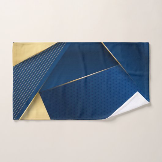 Geptextureerde achtergrondstripes Blauw en Goud Bad Handdoek (Handdoek)