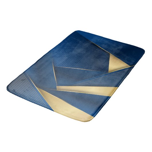 Geptextureerde achtergrondstripes Blauw en Goud Badmat (Gekanteld)