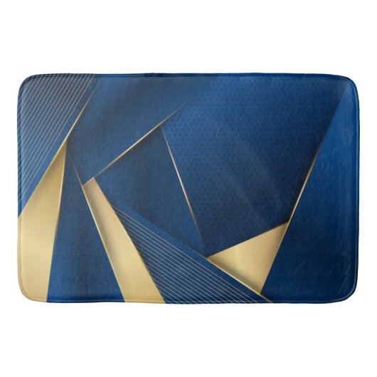 Geptextureerde achtergrondstripes Blauw en Goud Badmat (Voorkant)