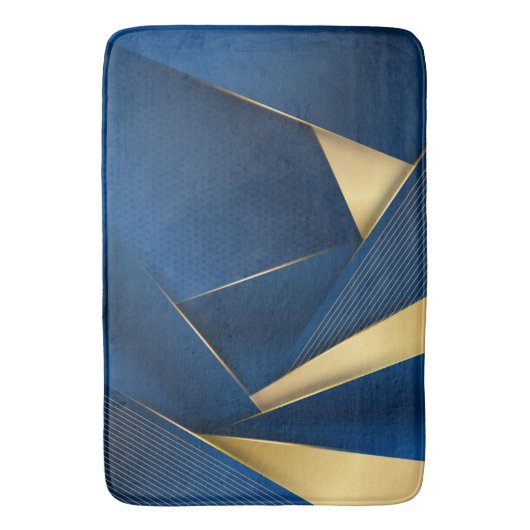 Geptextureerde achtergrondstripes Blauw en Goud Badmat (Voorkant Verticaal)