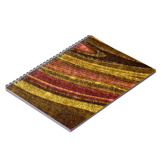Geptextureerde golven abstract decor golden foil g notitieboek (Linkerzijde)