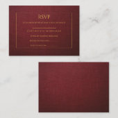 Geptextureerde RSVP-kaart met Bourgogne & Gold Wed Informatiekaartje (Voorkant / Achterkant)