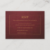 Geptextureerde RSVP-kaart met Bourgogne & Gold Wed Informatiekaartje (Voorkant)