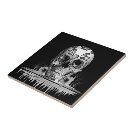 Gepulseerde suiker, smeltsuikerschedel tegeltje (Zijkant)