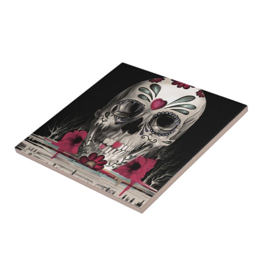 Gepulseerde suiker, smeltsuikerschedel tegeltje (Zijkant)