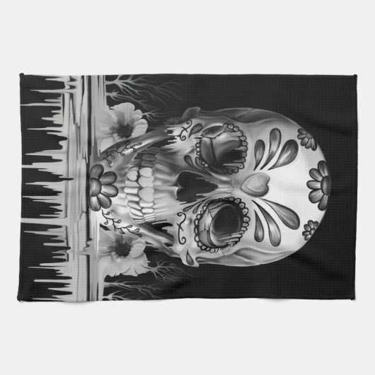 Gepulseerde suiker, smeltsuikerschedel theedoek (Horizontaal)