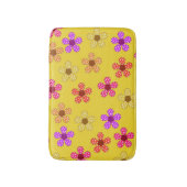 Gepunkteerde Bloemen op Gele Badmat (Voorkant Verticaal)