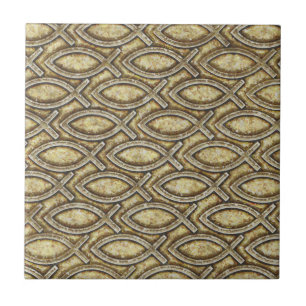 GEPUSILISEERDE JESUS FISH TEGELTJE