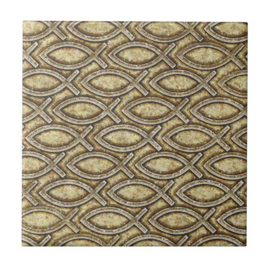 GEPUSILISEERDE JESUS FISH TEGELTJE (Voorkant)