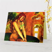 GEPUTE ELF WOMAN ART FANTASY BIRTHDAY-KAARTEN KAART (Gele Bloem)