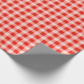 gequilteerde rode en witte gingham stof cadeaupapier (Hoek)