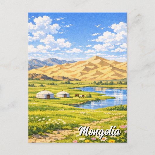 Ger Kamp Mongolië Yurt Reis Briefkaart (Voorkant)