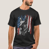Ger Shepherd 4th van juli Amerikaanse vlag T-shirt (Voorkant)
