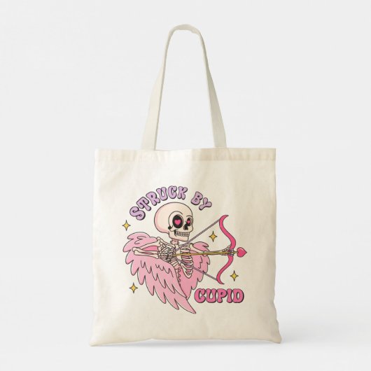 geraakt door Cupido Skelet Tote Bag (Achterkant)
