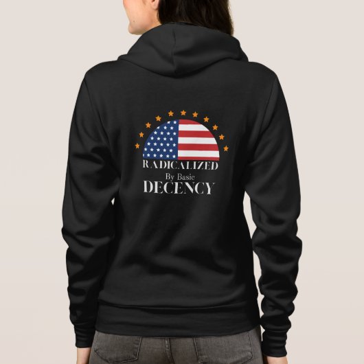 Geradicaliseerd door Basic Decency USA Flag Hoodie (Achterkant)