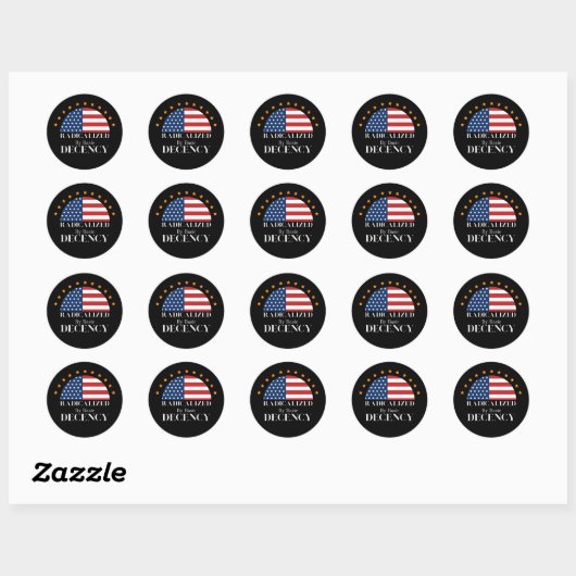 Geradicaliseerd door Basic Decency USA Flag Ronde Sticker (Vel)