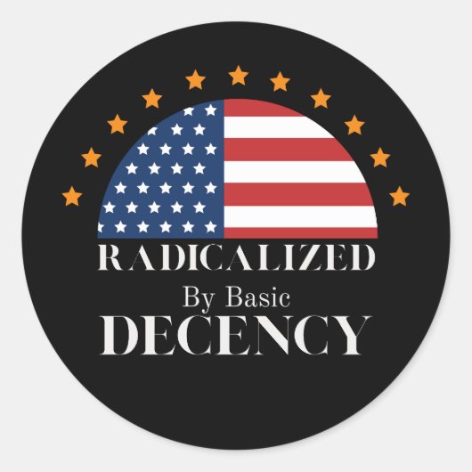 Geradicaliseerd door Basic Decency USA Flag Ronde Sticker (Voorkant)