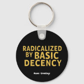 Geradicaliseerd door Basic Decency Vrouwen Grappig Sleutelhanger (Voorkant)