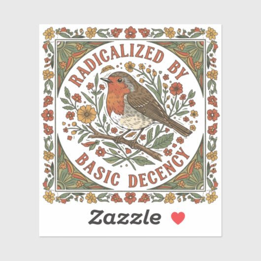 Geradicaliseerd door basisdecennie vogelillustrati sticker (Vel)