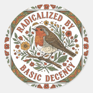 Geradicaliseerd door basisdecentie Vogelillustrati Ronde Sticker
