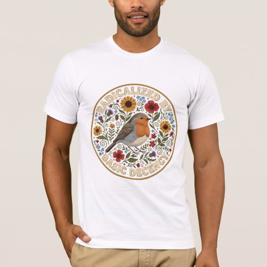 Geradicaliseerd door basisdecentie vogelontwerp –  t-shirt (Voorkant)