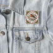 Geradicaliseerd door simpele fatsoen Vogel Illustr Vierkante Button 5,1 Cm (In situ)