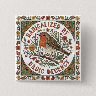 Geradicaliseerd door simpele fatsoen Vogel Illustr Vierkante Button 5,1 Cm