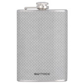 Gerafelde zilverkleurige metaaluitstraling heupfles (Voorkant)