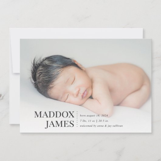 Geraffineerd | Aankondiging moderne foto van geboo (Voorkant)