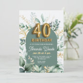 Geraffineerd bladgoud 40e verjaardag kaart (Staand voorkant)