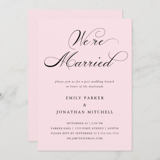 Geraffineerd | Blush Pink Post-Wedding Brunch Kaart (Voorkant / Achterkant)