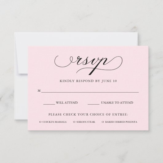 geraffineerd | Blush Roze RSVP met Maaltijd Keuze (Voorkant)