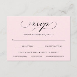 geraffineerd | Blush Roze RSVP met Maaltijd Keuze Kaartje